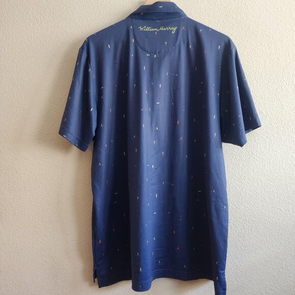 William Murray Polo Shirt Mens Large Blue Golf Performance Stretch Fishing Print - Picture 10 of 13